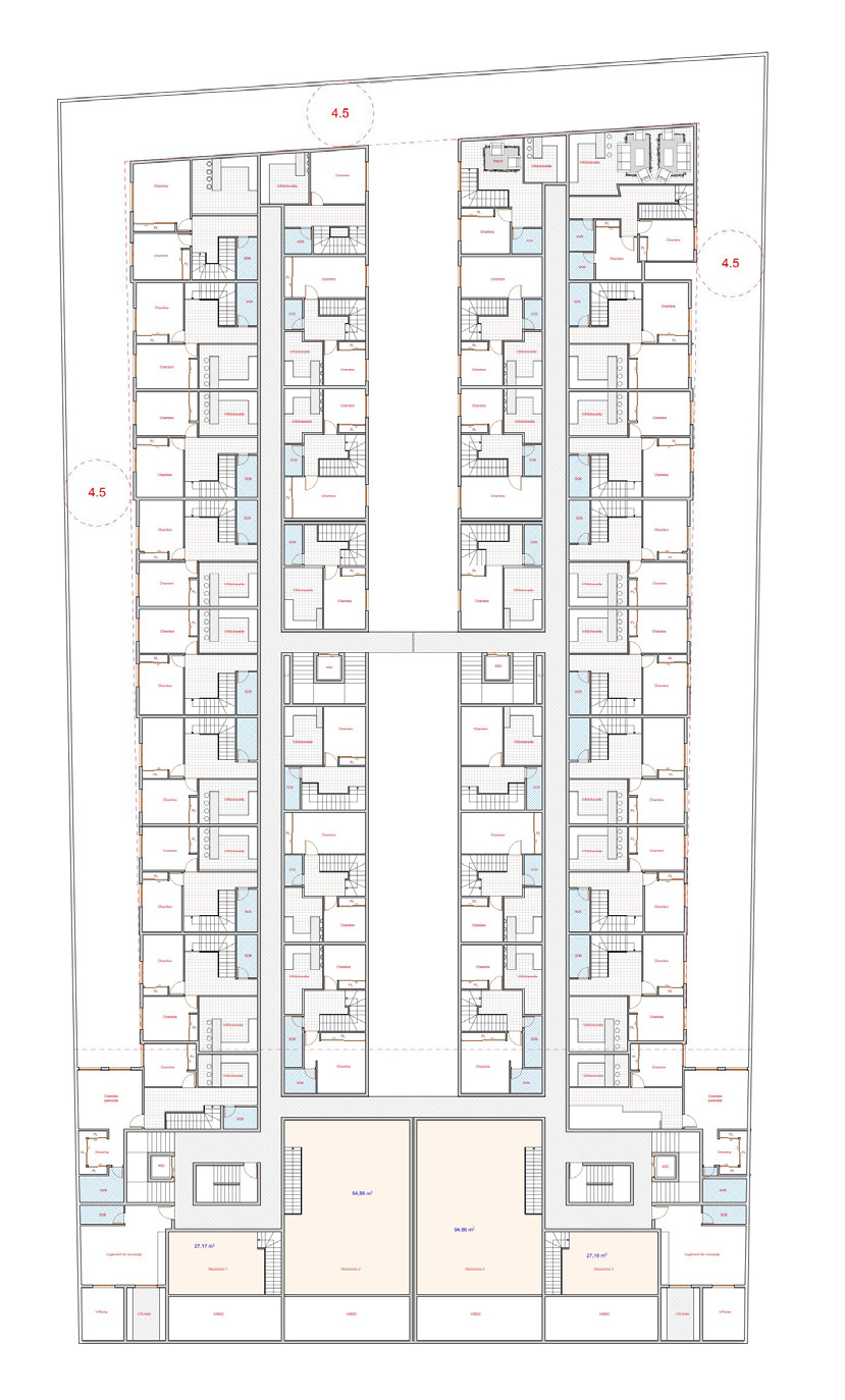 Étages courants — distribution des appartements